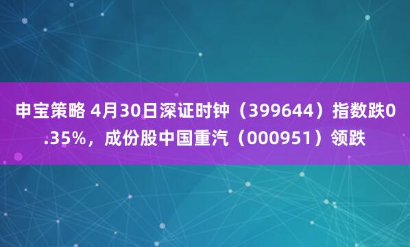 申宝策略 4月30日深证时钟（399644）指数跌0.35%，成份股中国重汽（000951）领跌